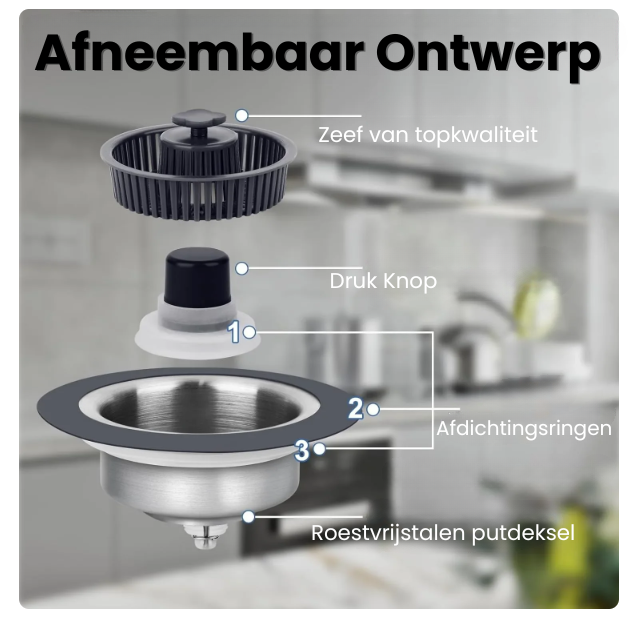 Premium Gootsteen Zeef & Stop