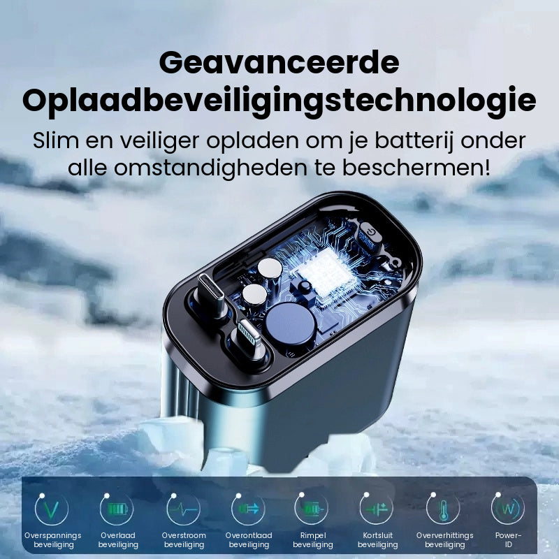 Uittrekbare 4-in-1 USB-Autolader