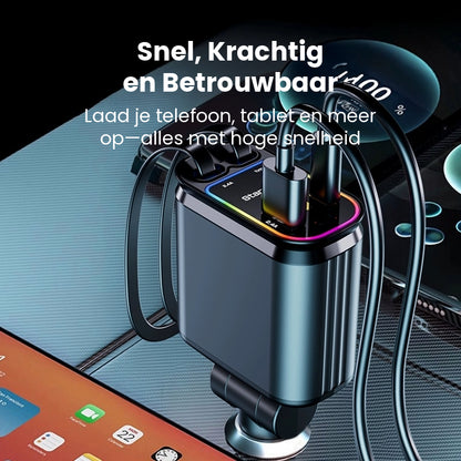 Uittrekbare 4-in-1 USB-Autolader
