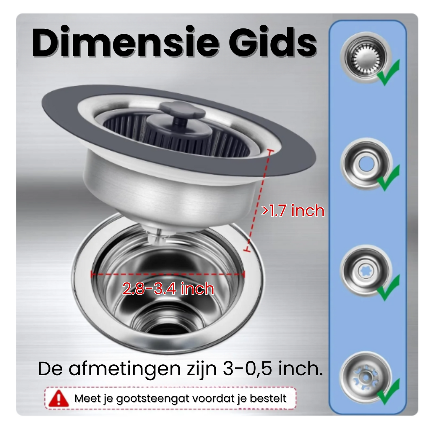 Premium Gootsteen Zeef & Stop